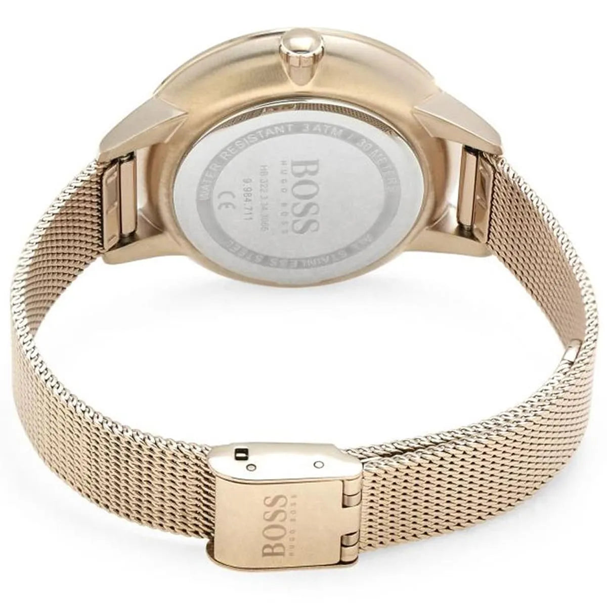 Hugo Boss Symphony Grey Dial Gold Mesh Bracelet Watch for Women - 1502424