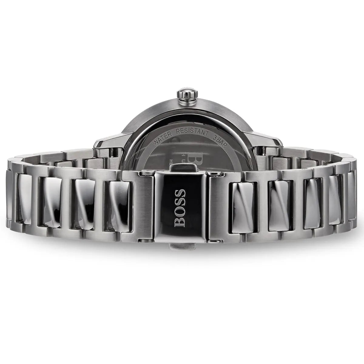 Hugo Boss Signature caseback with stainless steel bracelet and closure