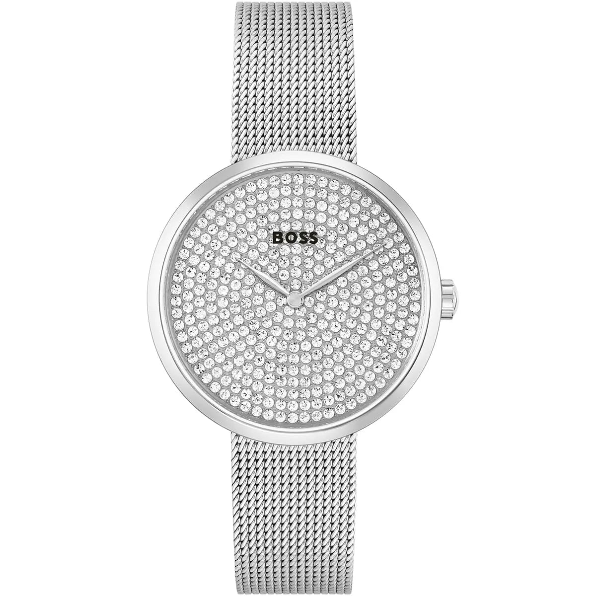 Hugo Boss Praise women's watch with crystal-studded dial and stainless steel mesh bracelet