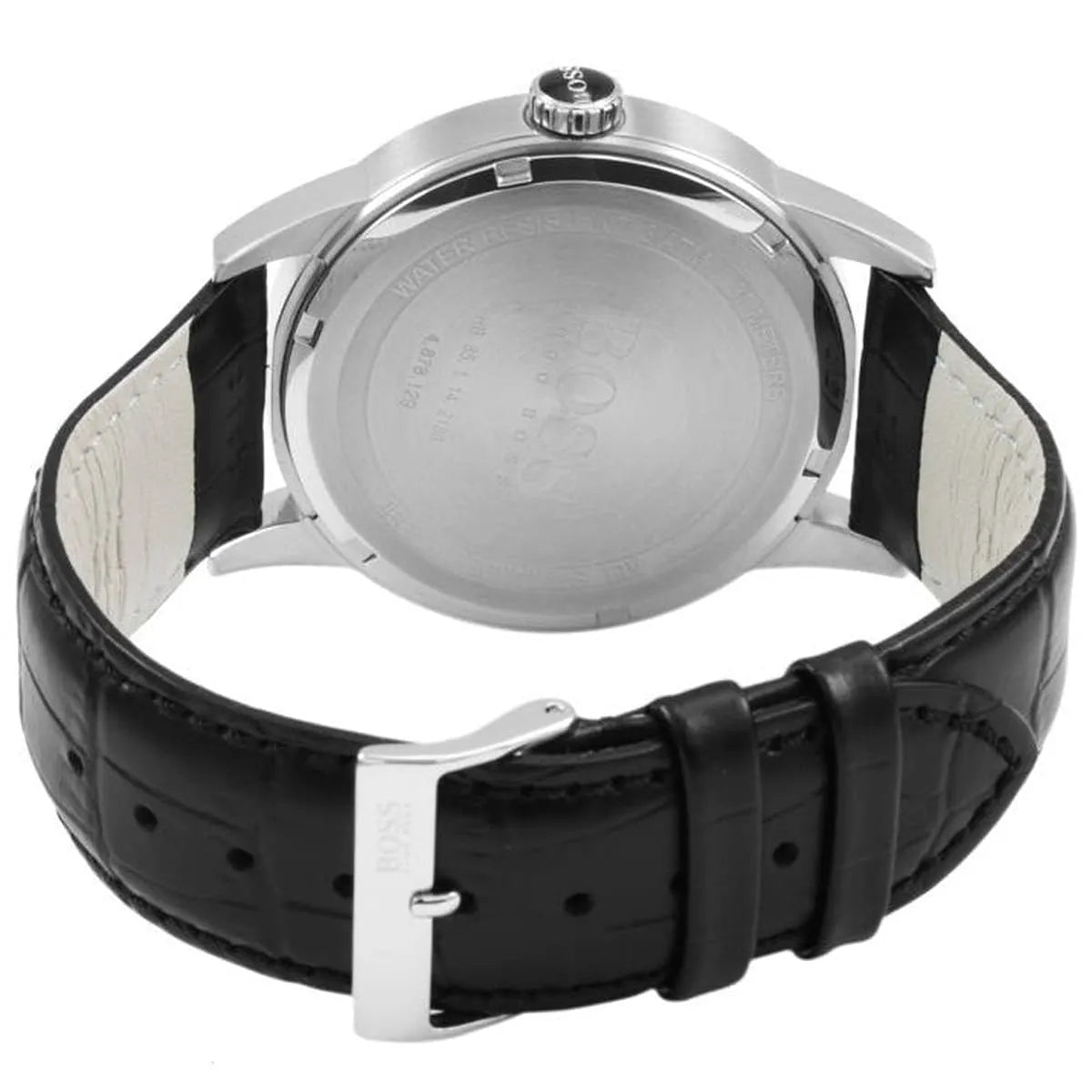 Hugo Boss 1513266 watch caseback showing stainless steel back with engraved branding