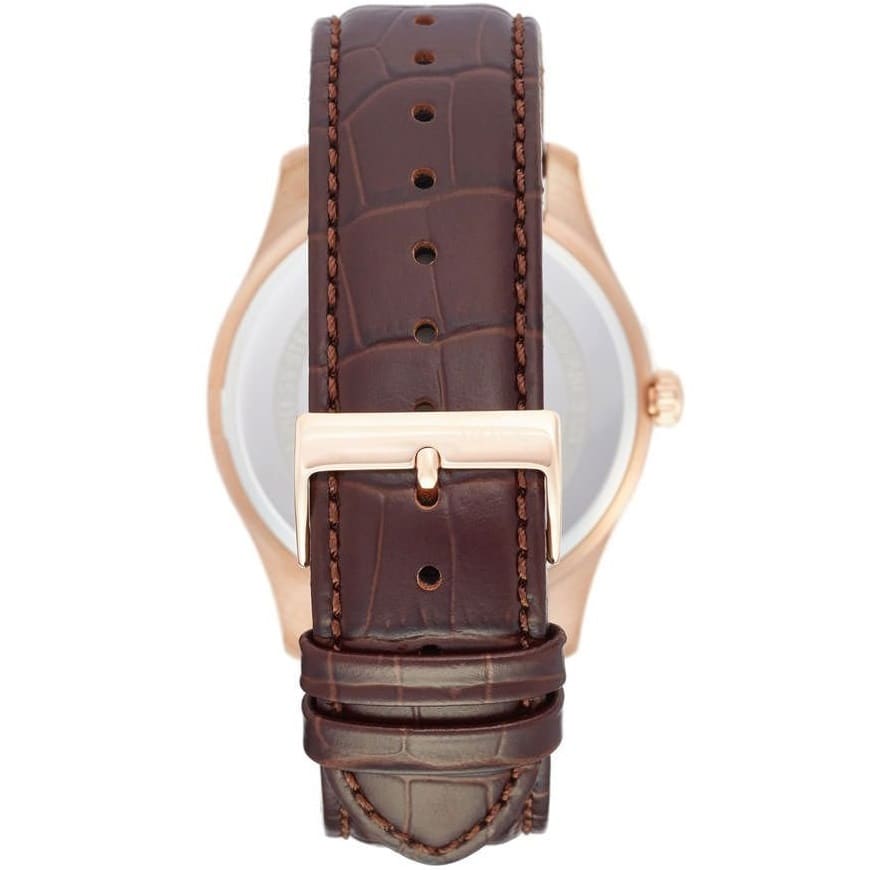 Hugo Boss Ambassador brown leather crocodile-embossed strap with rose gold buckle