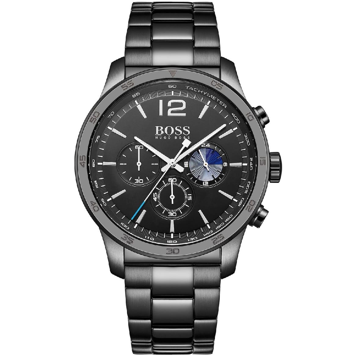 Hugo Boss 1513528 chronograph men's watch with black metal bracelet and black dial