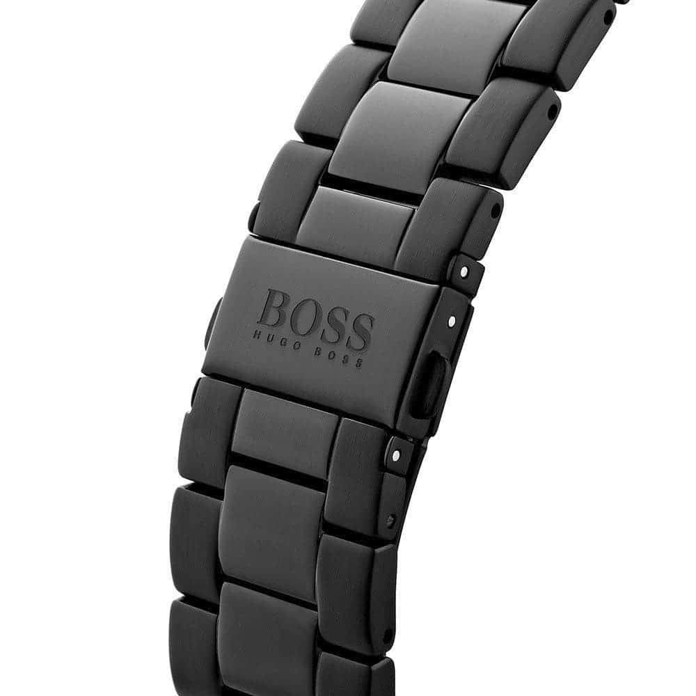 Hugo Boss 1513528 black metal three-link bracelet with BOSS branded clasp detail