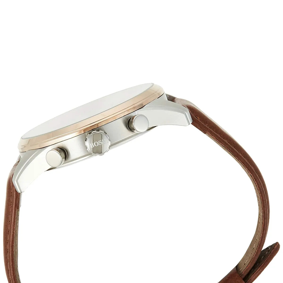 Hugo Boss Skymaster Chronograph Silver Case with White Dial and Brown Leather Strap Men's Watch - 1513786