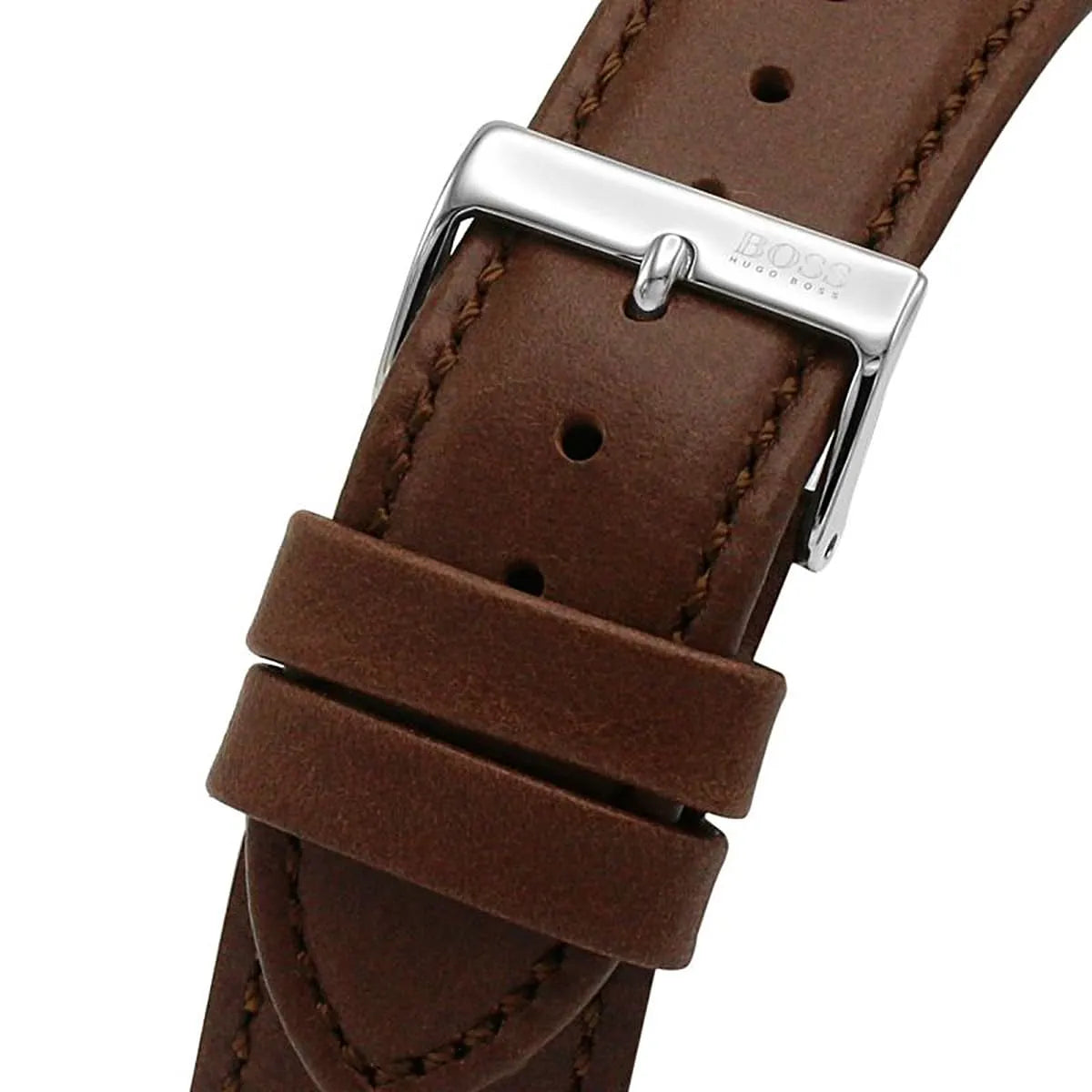 Hugo Boss Skymaster Chronograph Silver Case with White Dial and Brown Leather Strap Men's Watch - 1513786