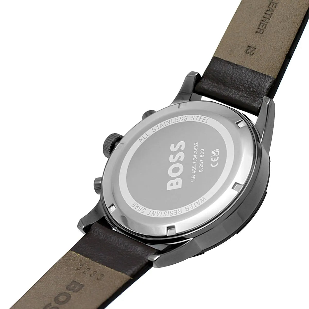 Hugo Boss Solgrade Solar Chronograph Blue Dial Brown Leather Strap Men Watch - 1514030