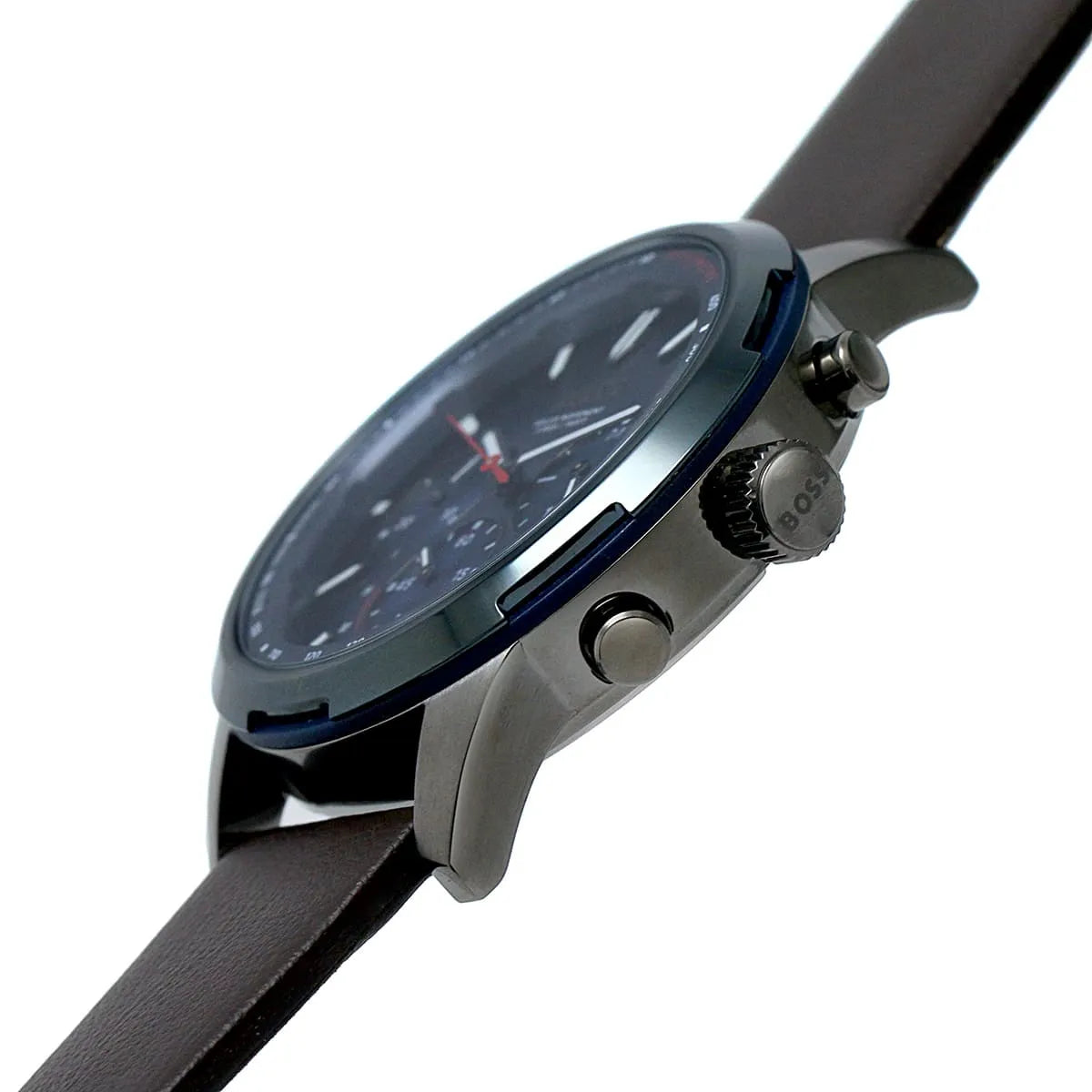 Hugo Boss Solgrade Solar Chronograph Blue Dial Brown Leather Strap Men Watch - 1514030