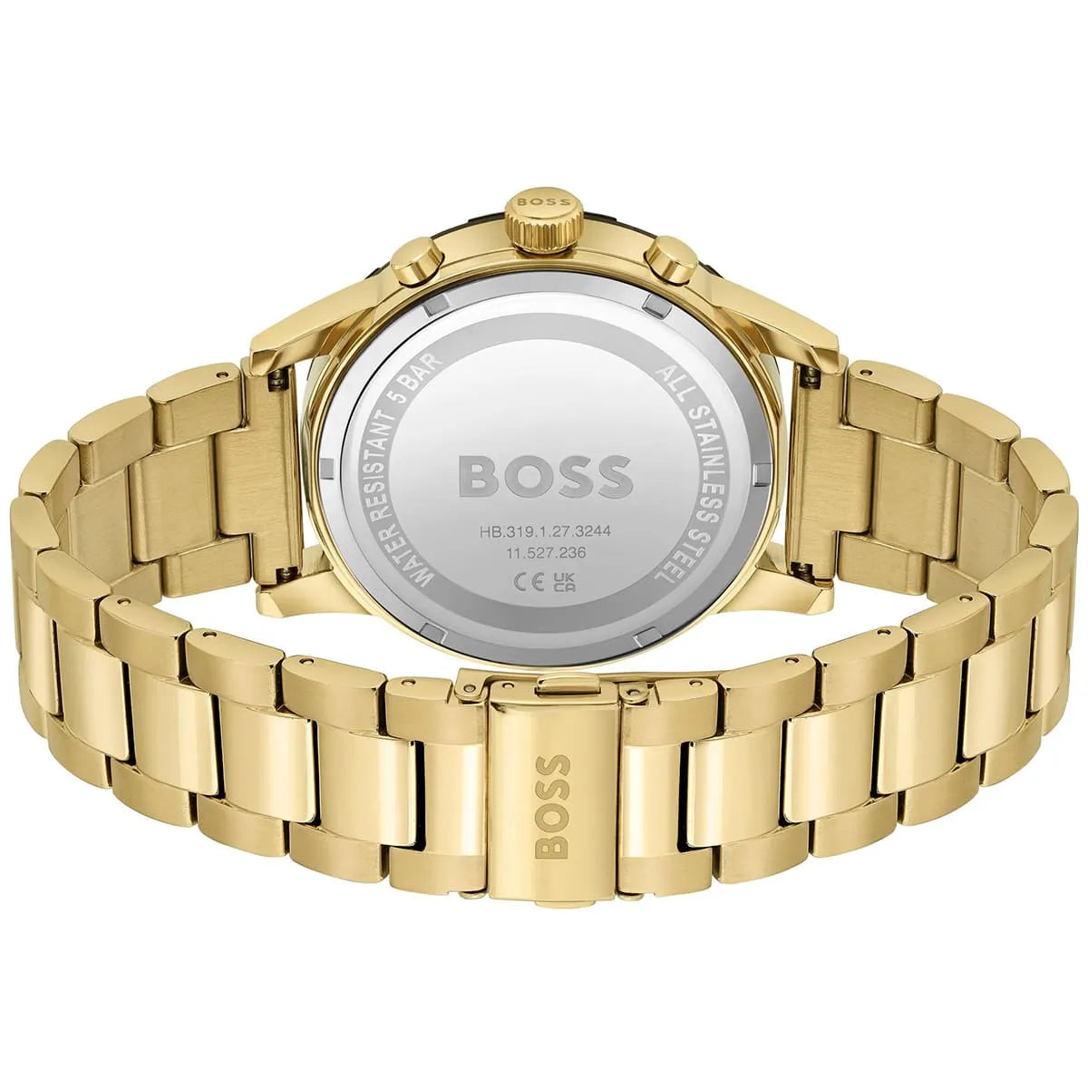Hugo Boss Solgrade watch caseback showing stainless steel engraved with BOSS branding