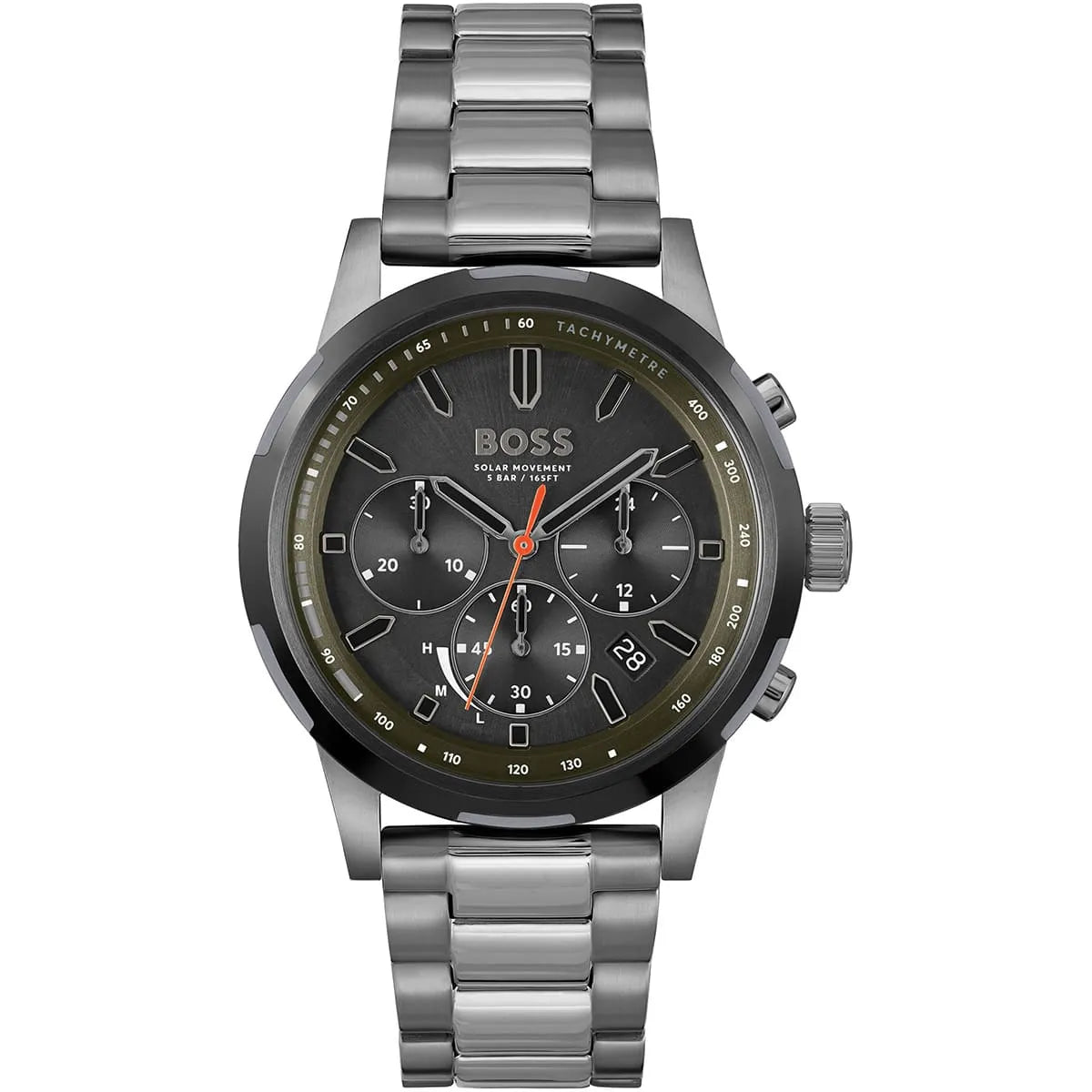Hugo Boss Solgrade chronograph men's watch with black dial and stainless steel bracelet