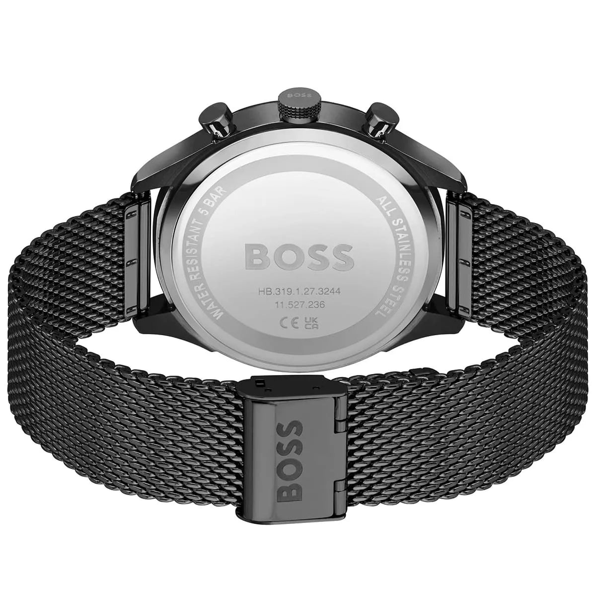 Hugo Boss Gregor Chronograph Black Dial Black Mesh Bracelet Watch For Men - 1514065