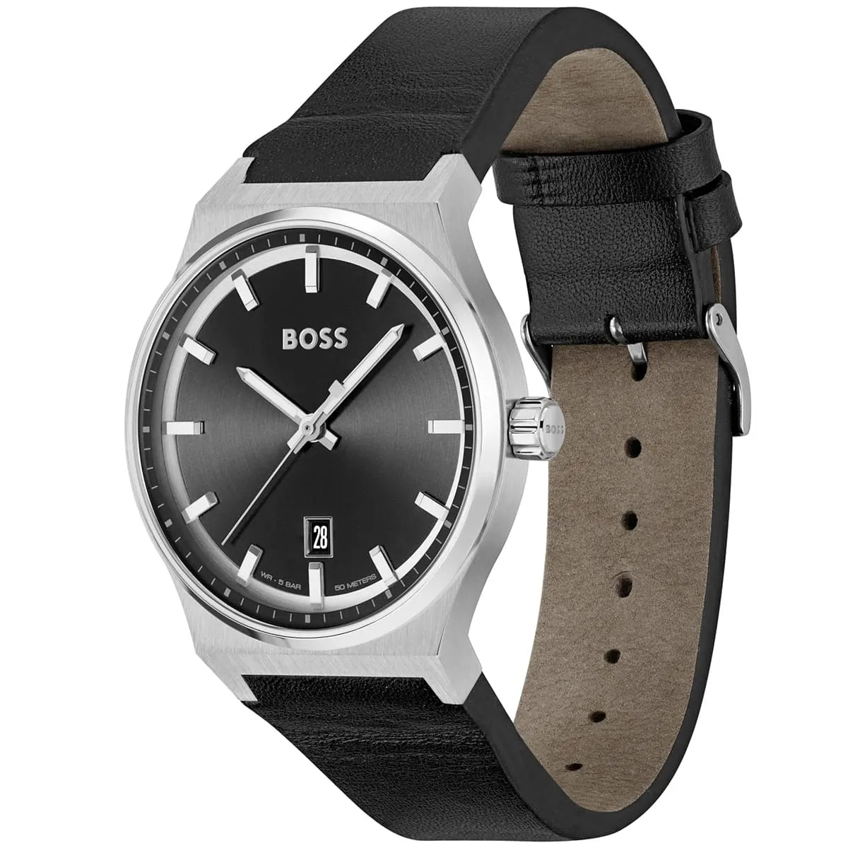 Hugo Boss CANDOR BLACK LEATHER MEN'S WATCH - 1514075