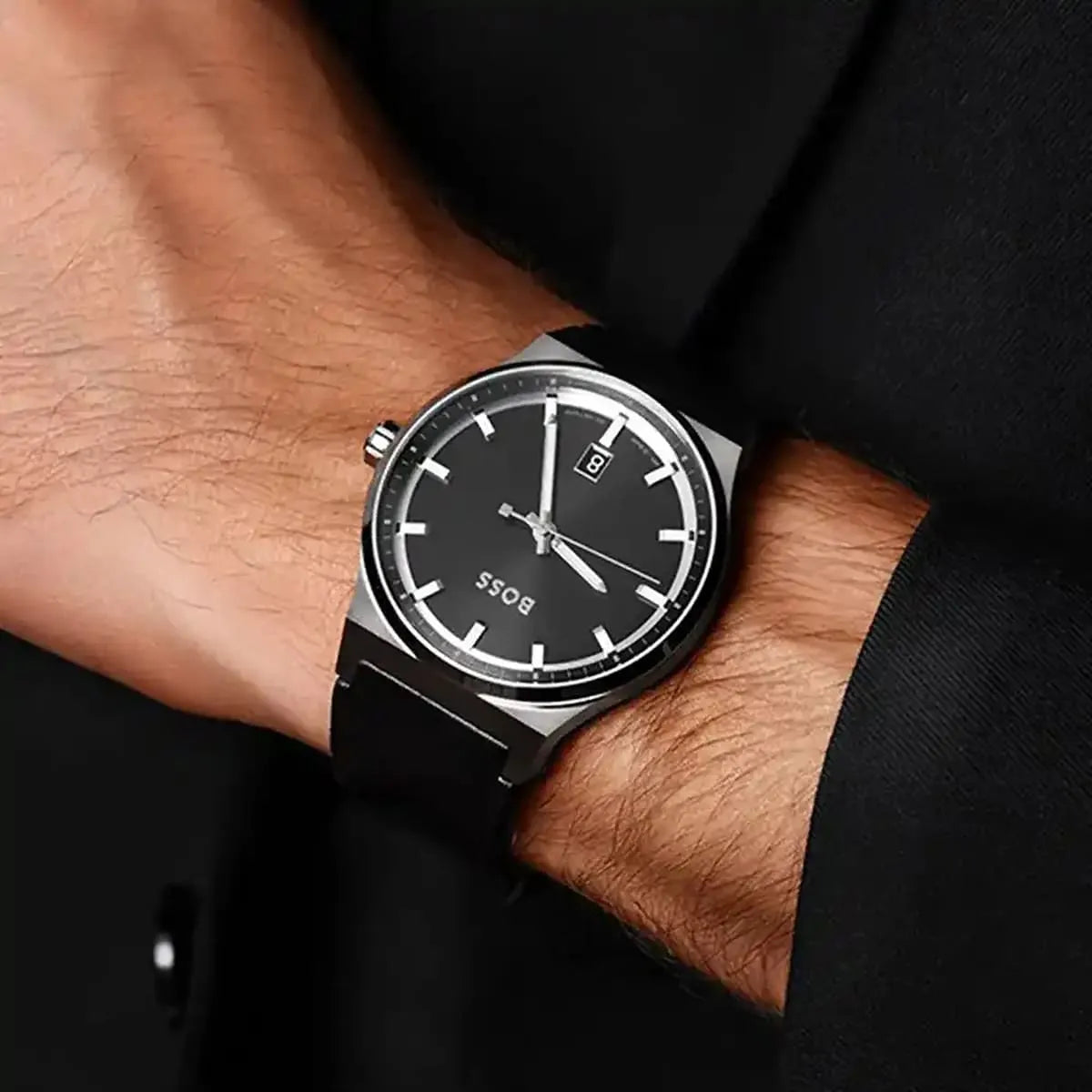 Hugo Boss CANDOR BLACK LEATHER MEN'S WATCH - 1514075