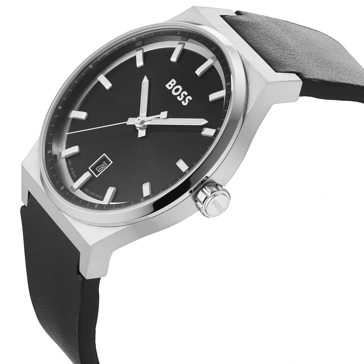 Hugo Boss CANDOR BLACK LEATHER MEN'S WATCH - 1514075