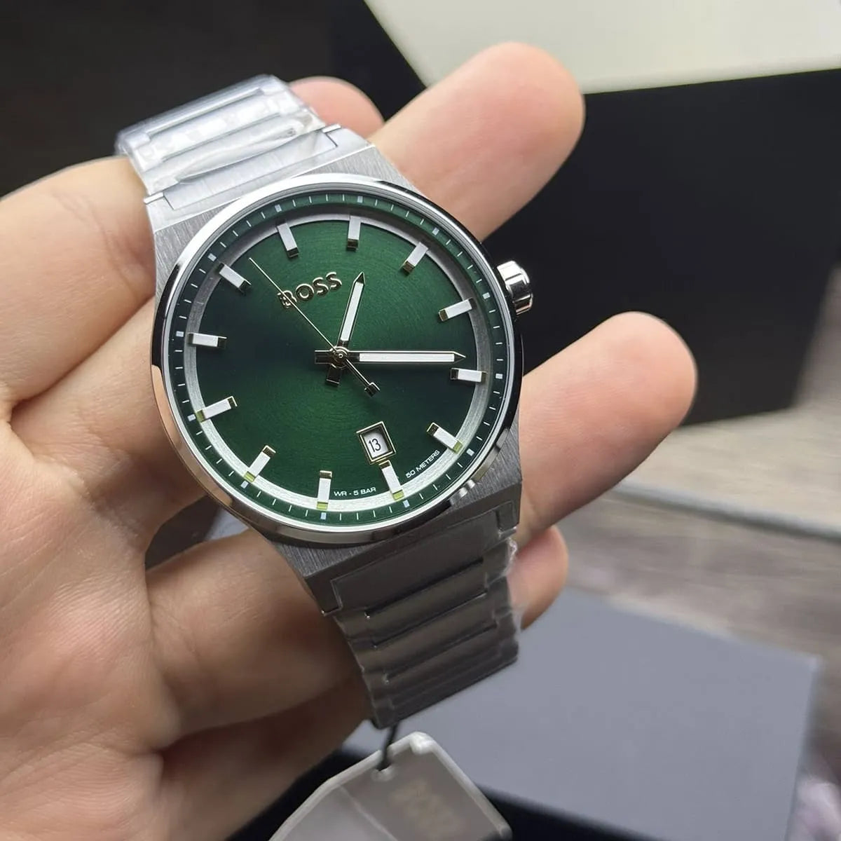 HUGO BOSS Candor Stainless Steel Quartz Green Dial Men's Watch - 1514079