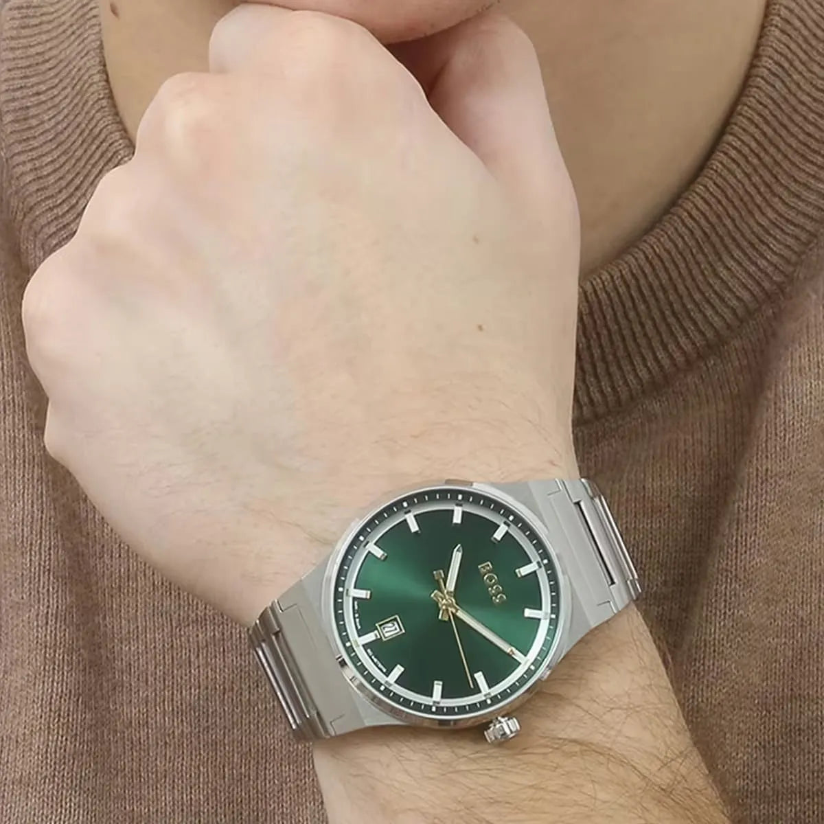 HUGO BOSS Candor Stainless Steel Quartz Green Dial Men's Watch - 1514079