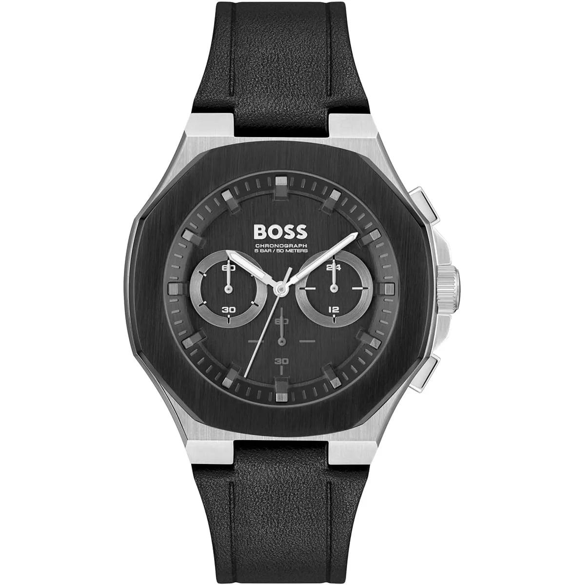 Hugo Boss Skymaster men's chronograph watch with black dial and rubber strap