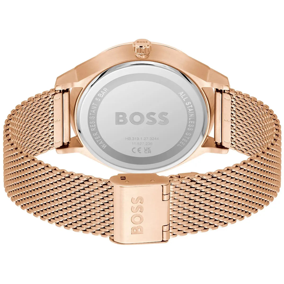 Hugo Boss Tyler caseback showing BOSS branding and stainless steel back