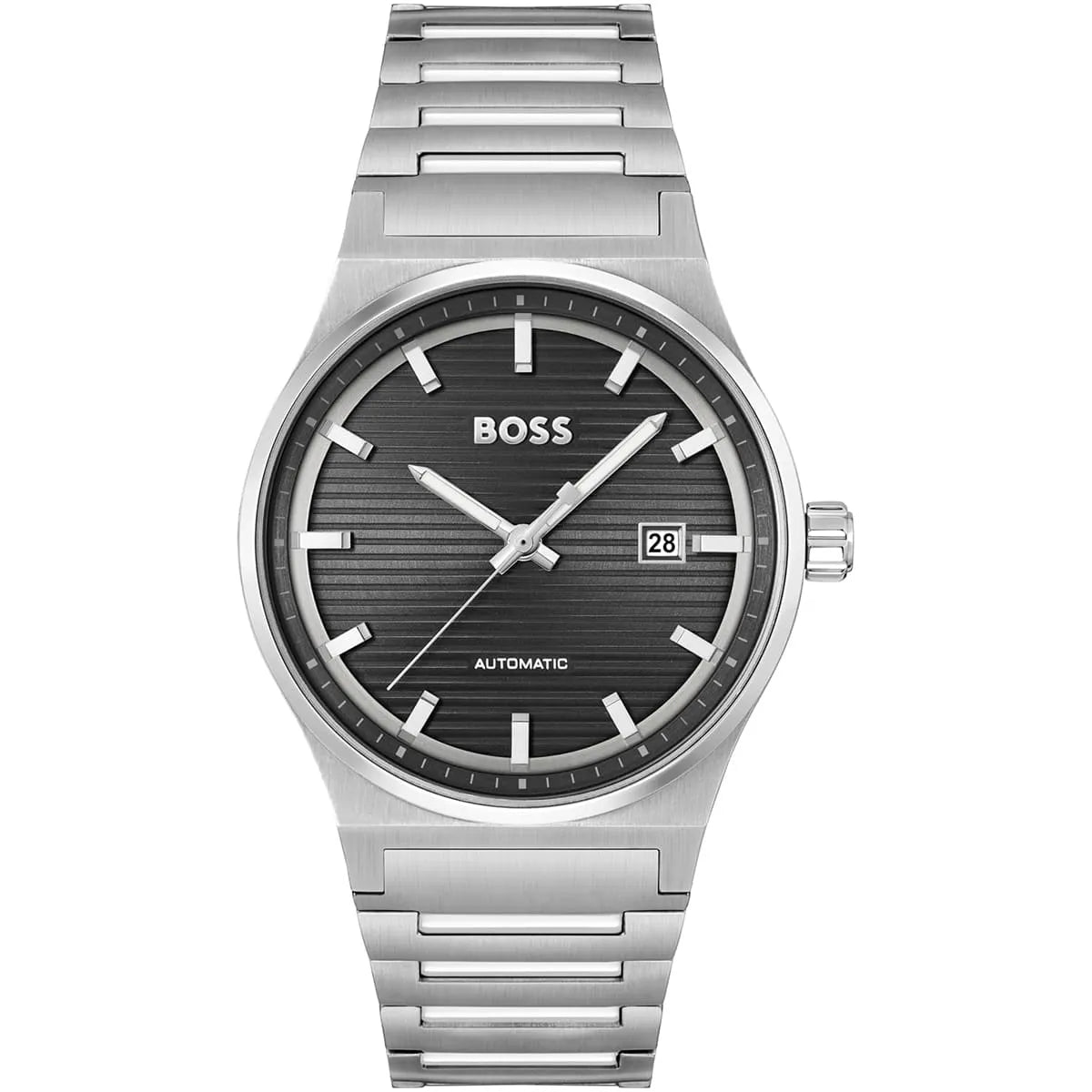 Hugo Boss Candor Auto with black dial and silver stainless steel bracelet