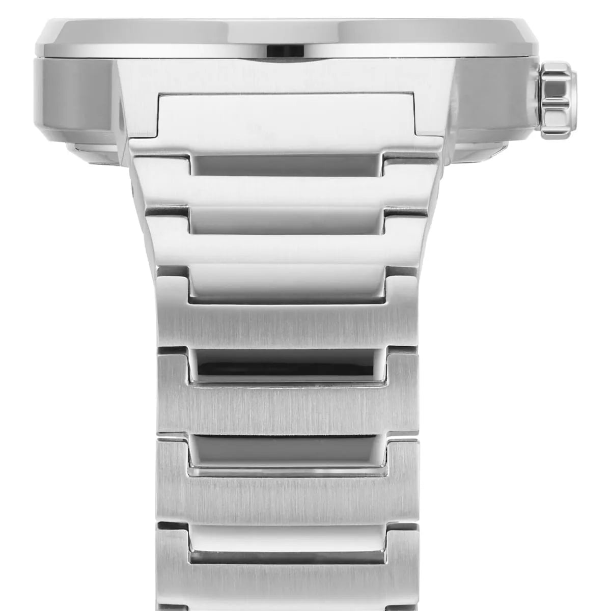 Hugo Boss Candor Auto stainless steel bracelet from above showing links and clasp