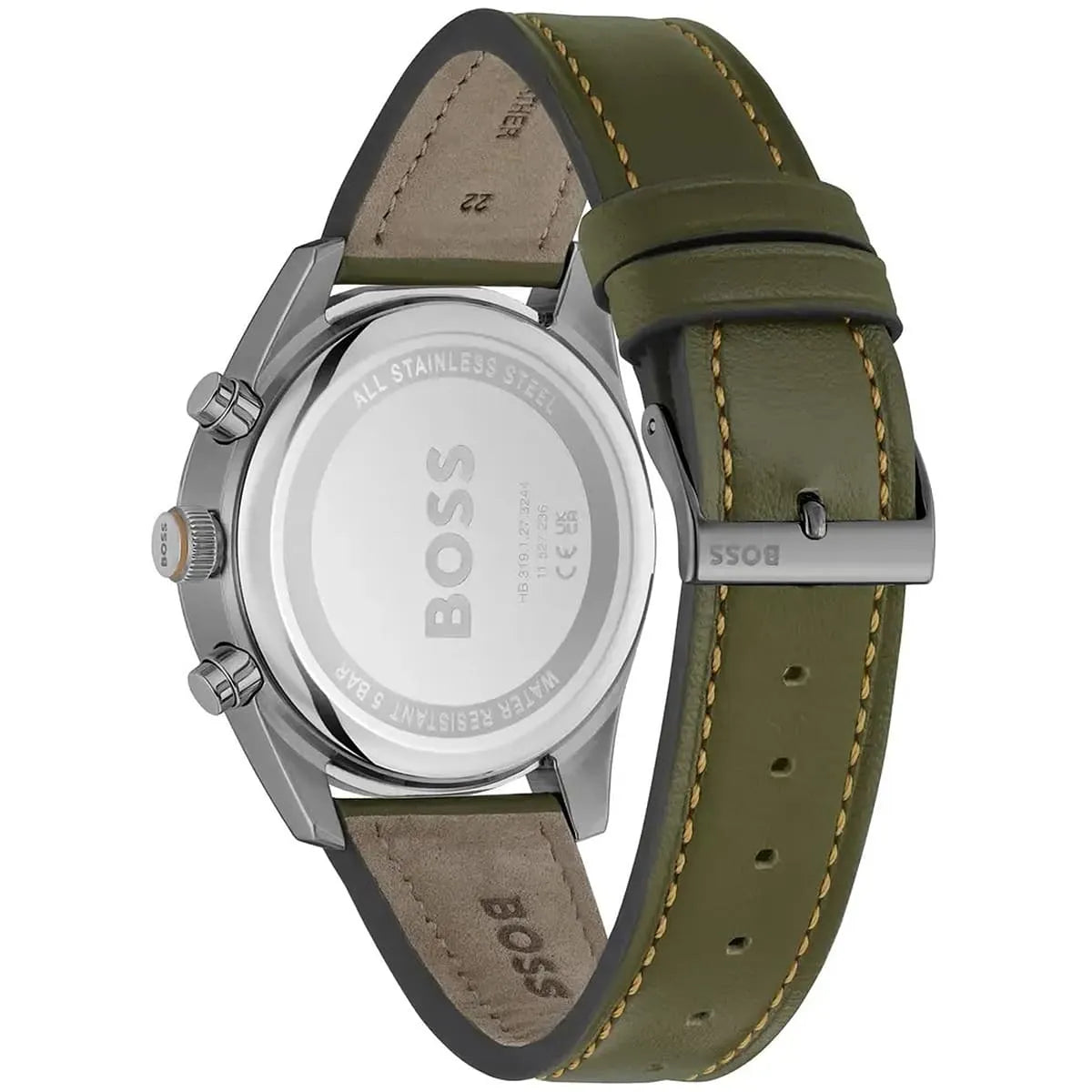 Hugo Boss Skymaster caseback displaying stainless steel case back with BOSS branding