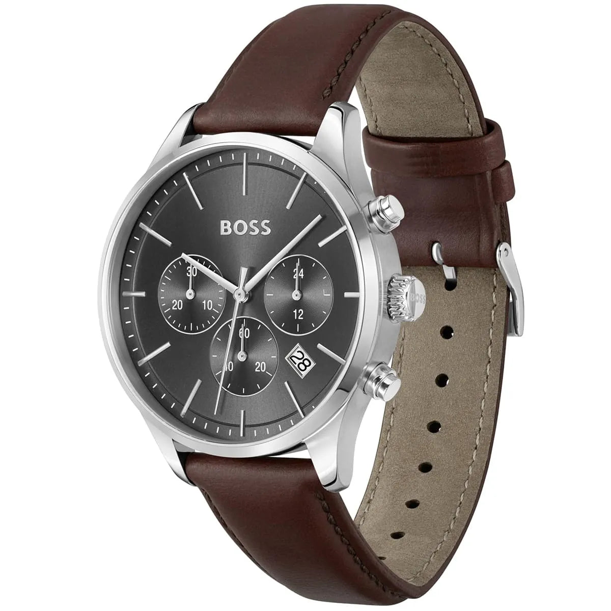 Hugo Boss Skymaster Chronograph Black Leather Strap Men's Watch - 1514155