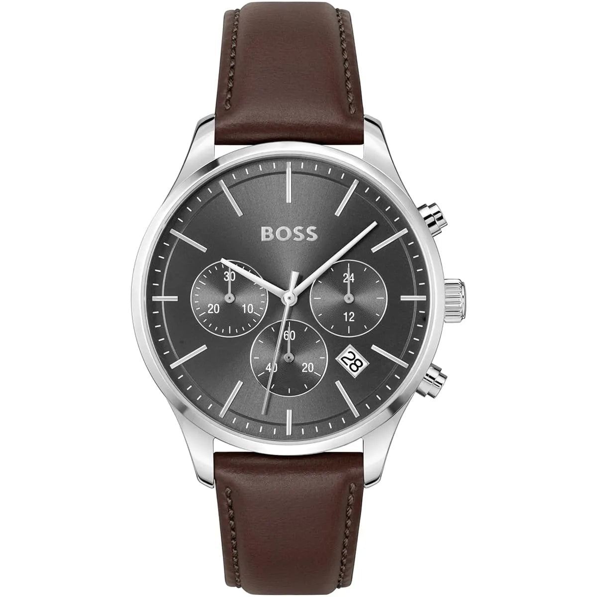 Hugo Boss Skymaster Chronograph Black Leather Strap Men's Watch - 1514155