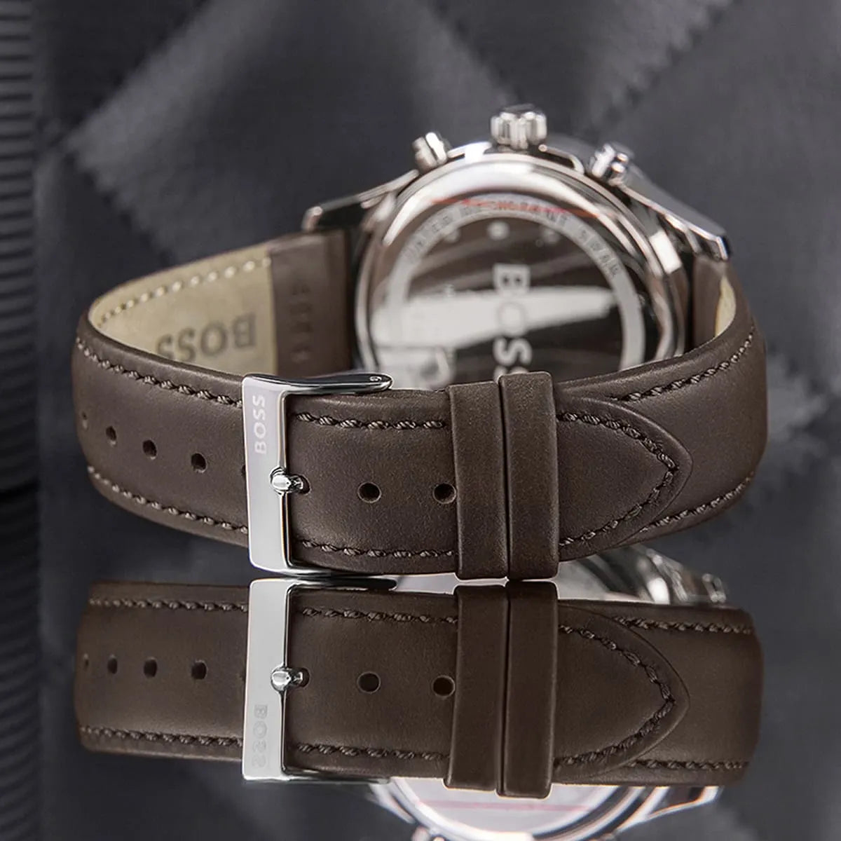 Hugo Boss Skymaster Chronograph Black Leather Strap Men's Watch - 1514155