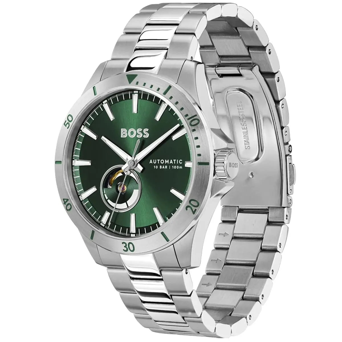 Hugo Boss Troper Automatic Chronograph Green Dial Men's Watch - 1514200