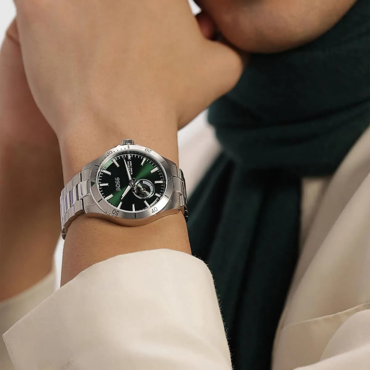 Hugo Boss Troper Automatic Chronograph Green Dial Men's Watch - 1514200