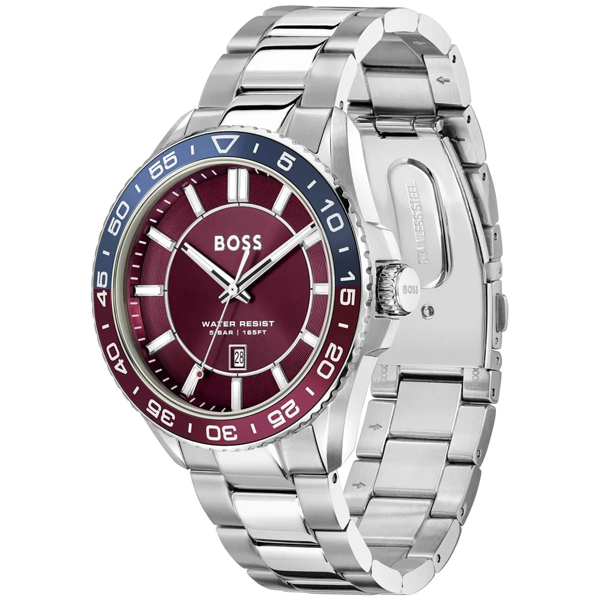 Hugo Boss Runner watch showing side profile and bracelet detail
