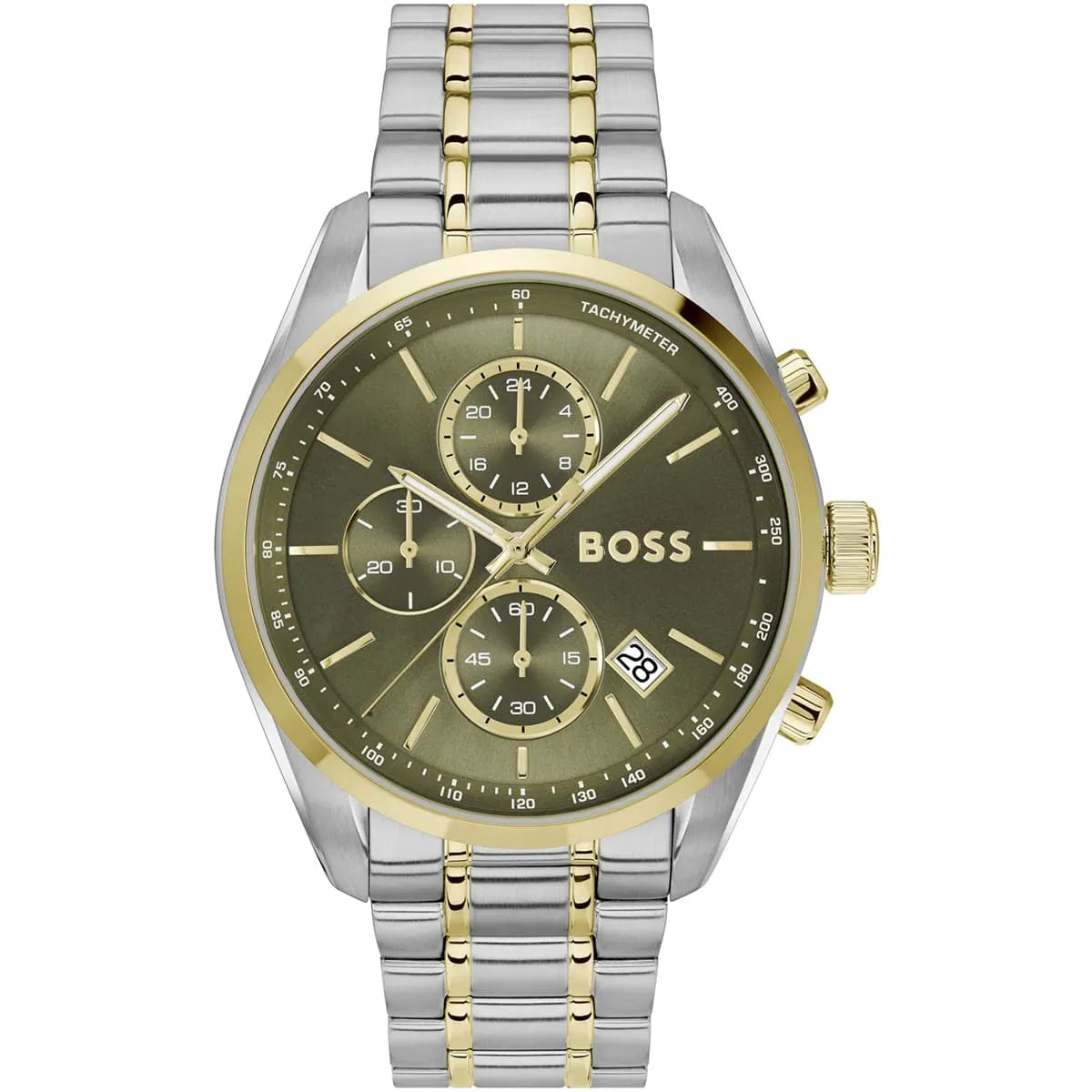 Hugo BOSS Grand Prix 44 Two-Tone Green Chronograph Mens Watch - 1514227