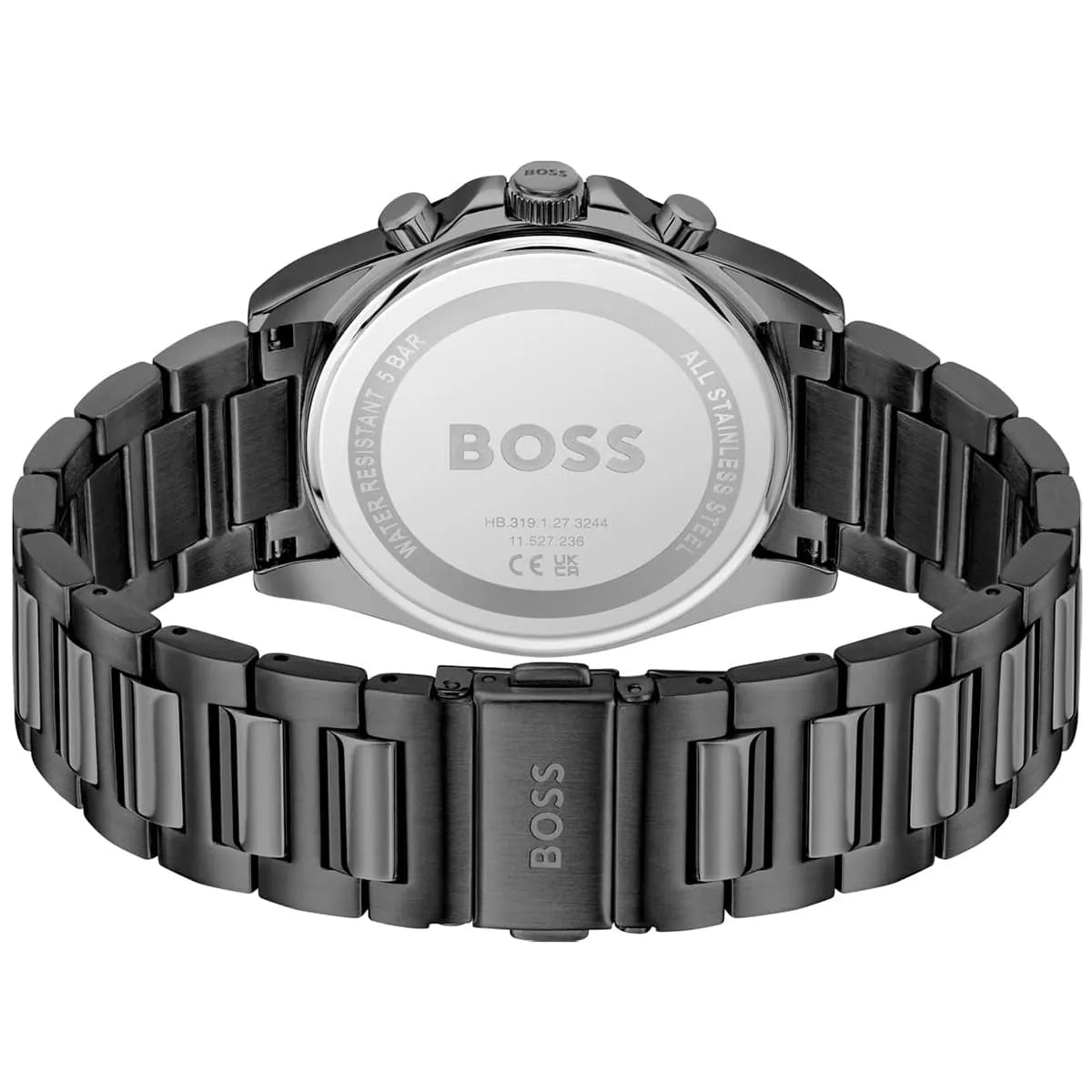 Hugo Boss Strike caseback showing stainless steel case back with BOSS logo and model number