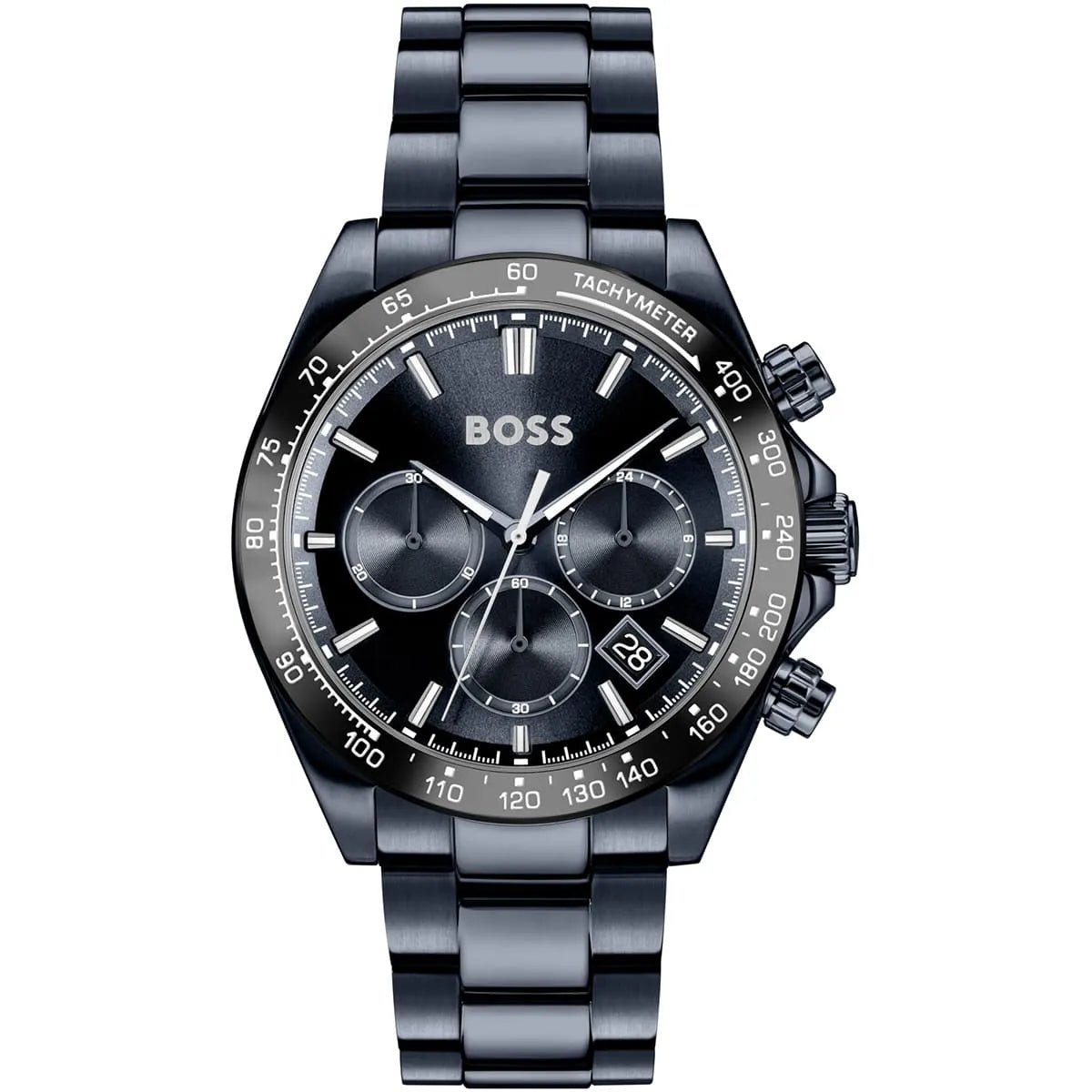Hugo Boss Hero Chronograph men's watch with black dial and stainless steel bracelet