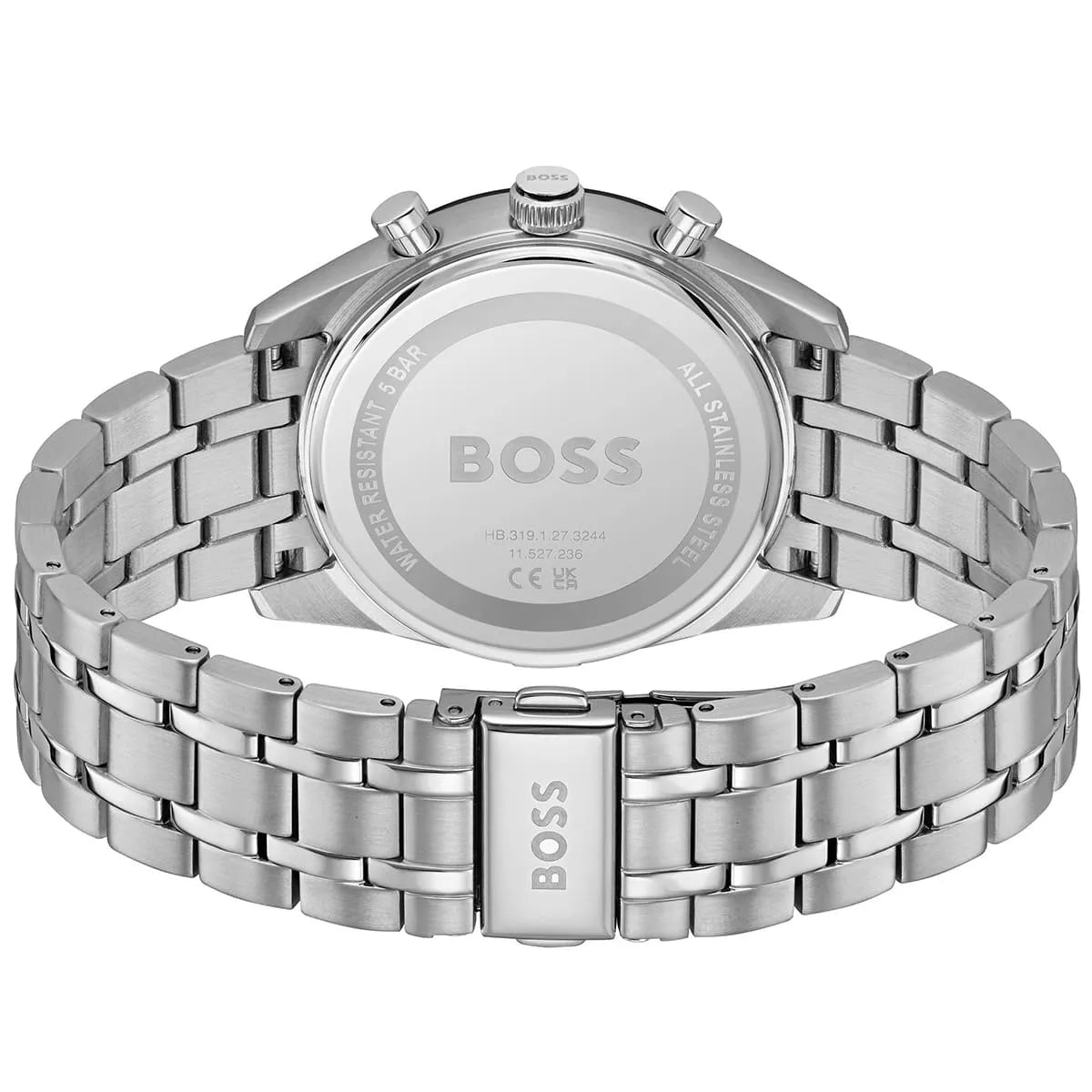 Hugo Boss 1514286 watch caseback displaying stainless steel with engraved BOSS branding