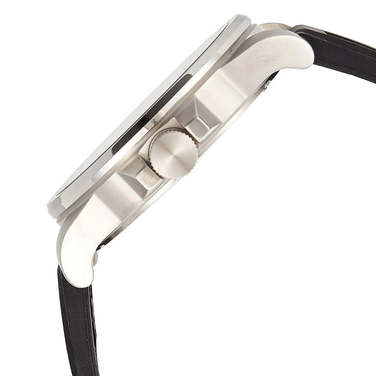 Side profile of Hugo Boss Detroit watch showing case thickness and rubber strap