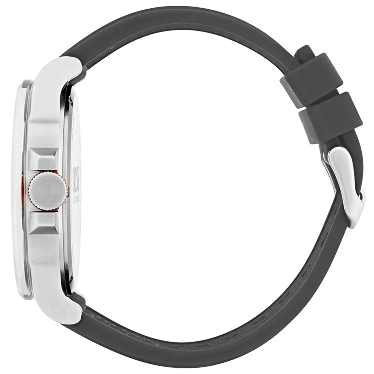 Hugo Boss Detroit Sport watch side profile showing stainless steel case and black strap