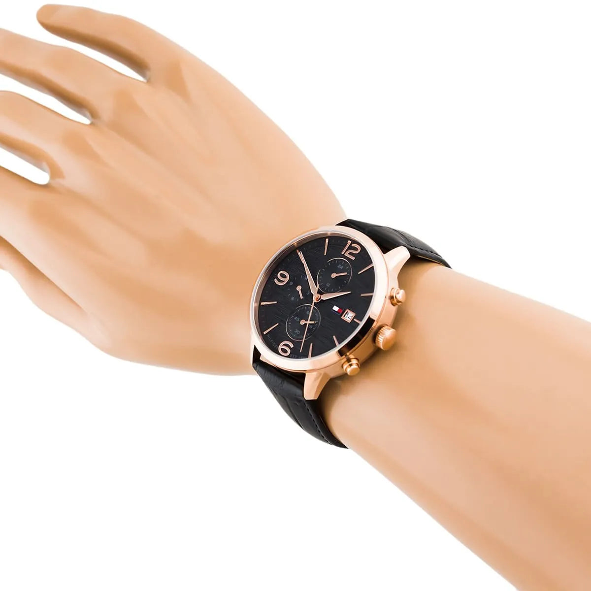 Tommy Hilfiger Quartz Leather Strap Black Dial 42mm Men's Watch - 1710358