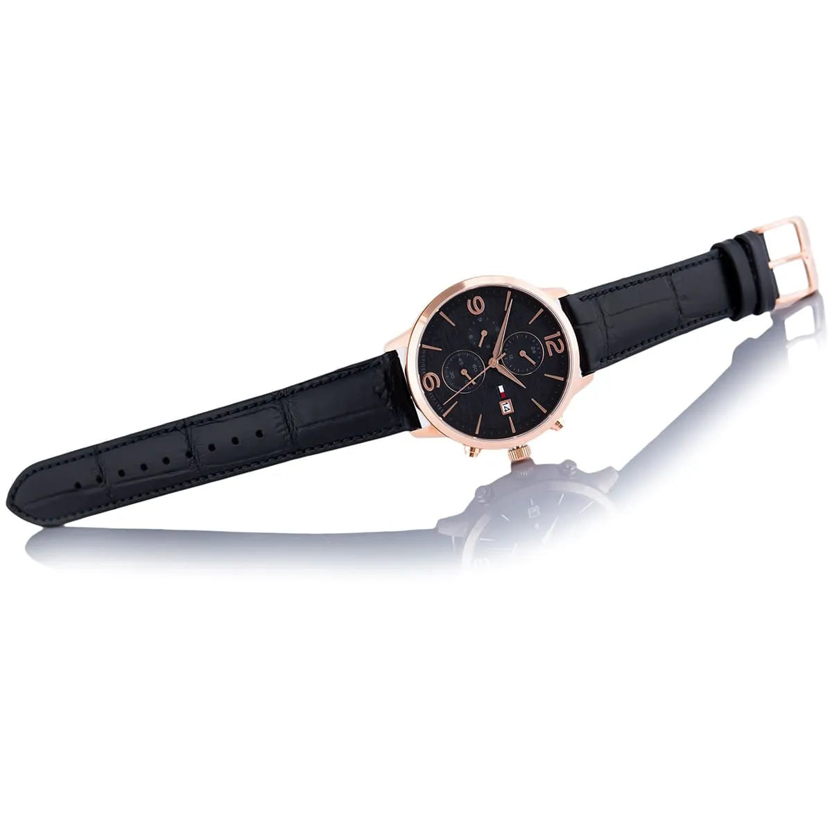 Tommy Hilfiger Quartz Leather Strap Black Dial 42mm Men's Watch - 1710358