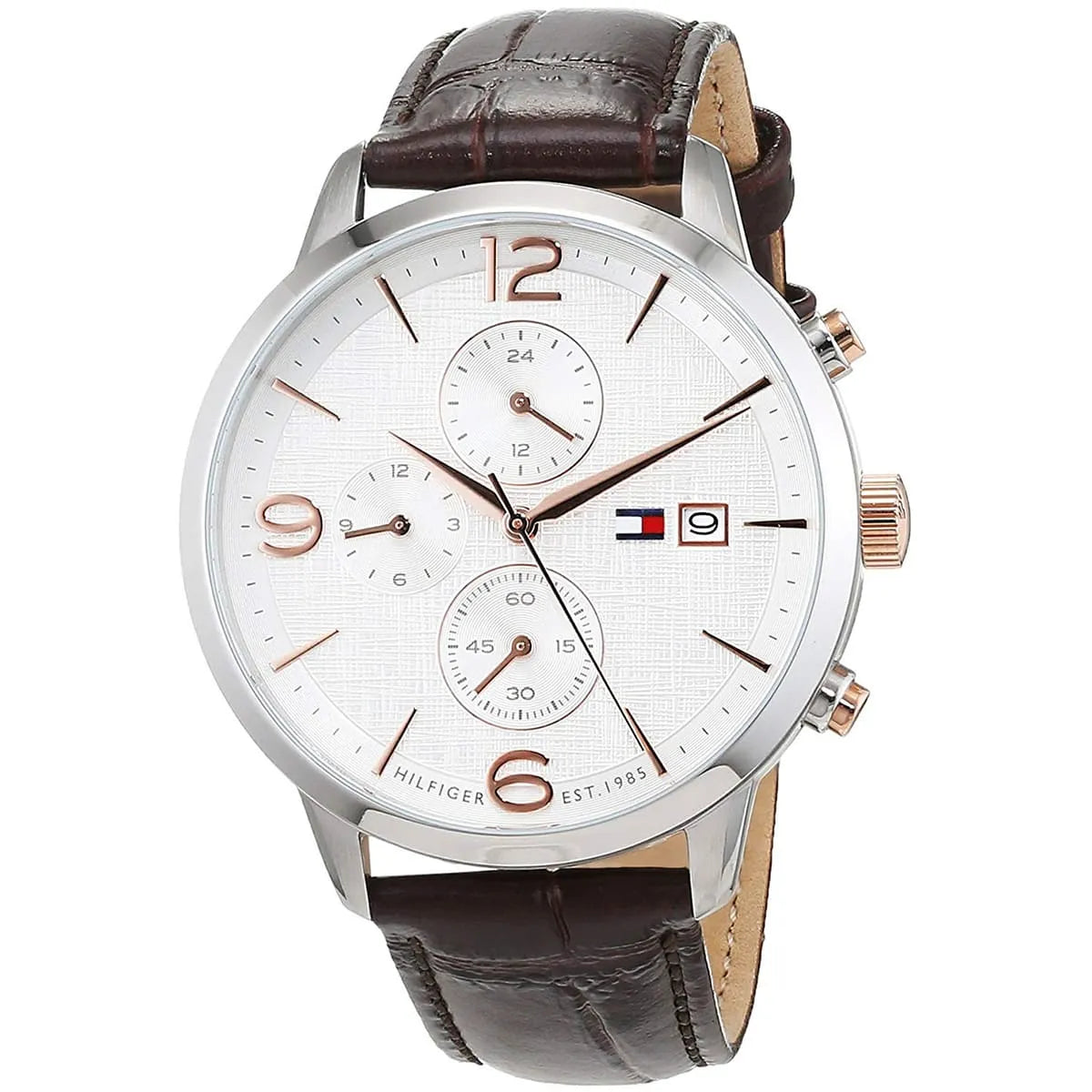 Tommy Hilfiger Quartz Leather Strap White Dial 42mm Men's Watch - 1710360
