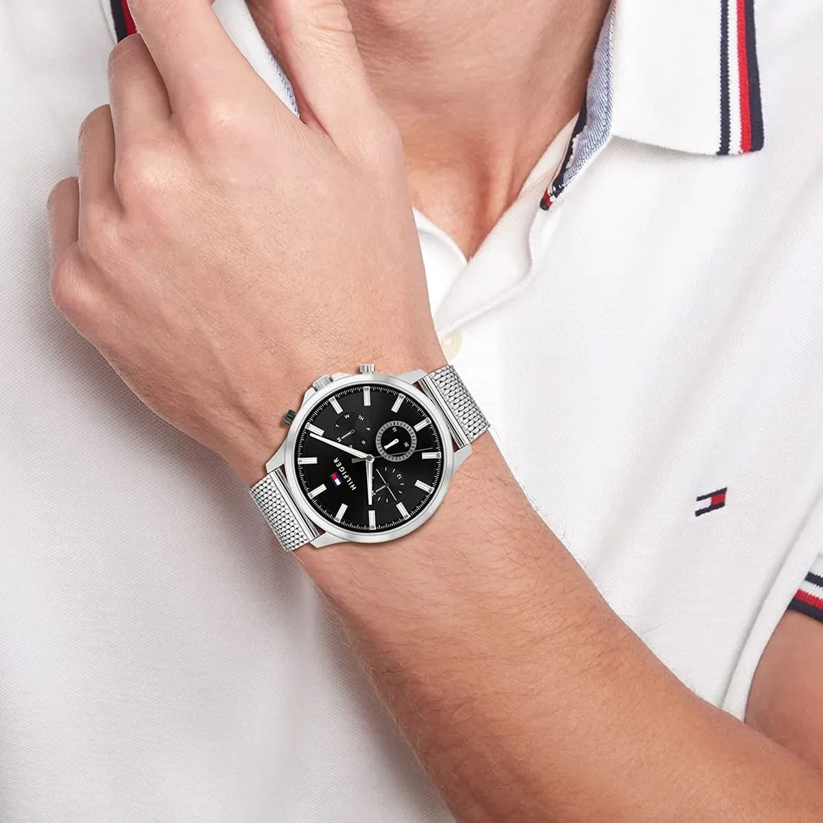 Tommy Hilfiger Ryder chronograph watch worn on wrist