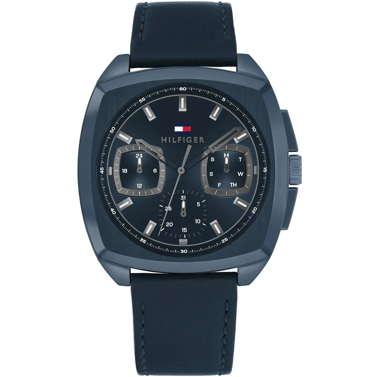 Tommy Hilfiger Apollo blue dial chronograph watch with blue leather strap