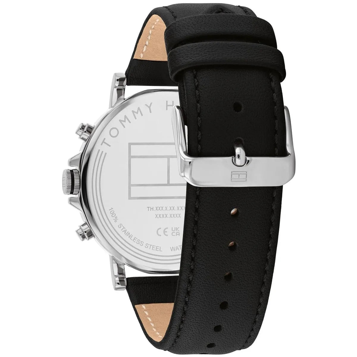 Tommy Hilfiger Black Leather Dark Grey Dial Multi-function Men's Watch - 1710586