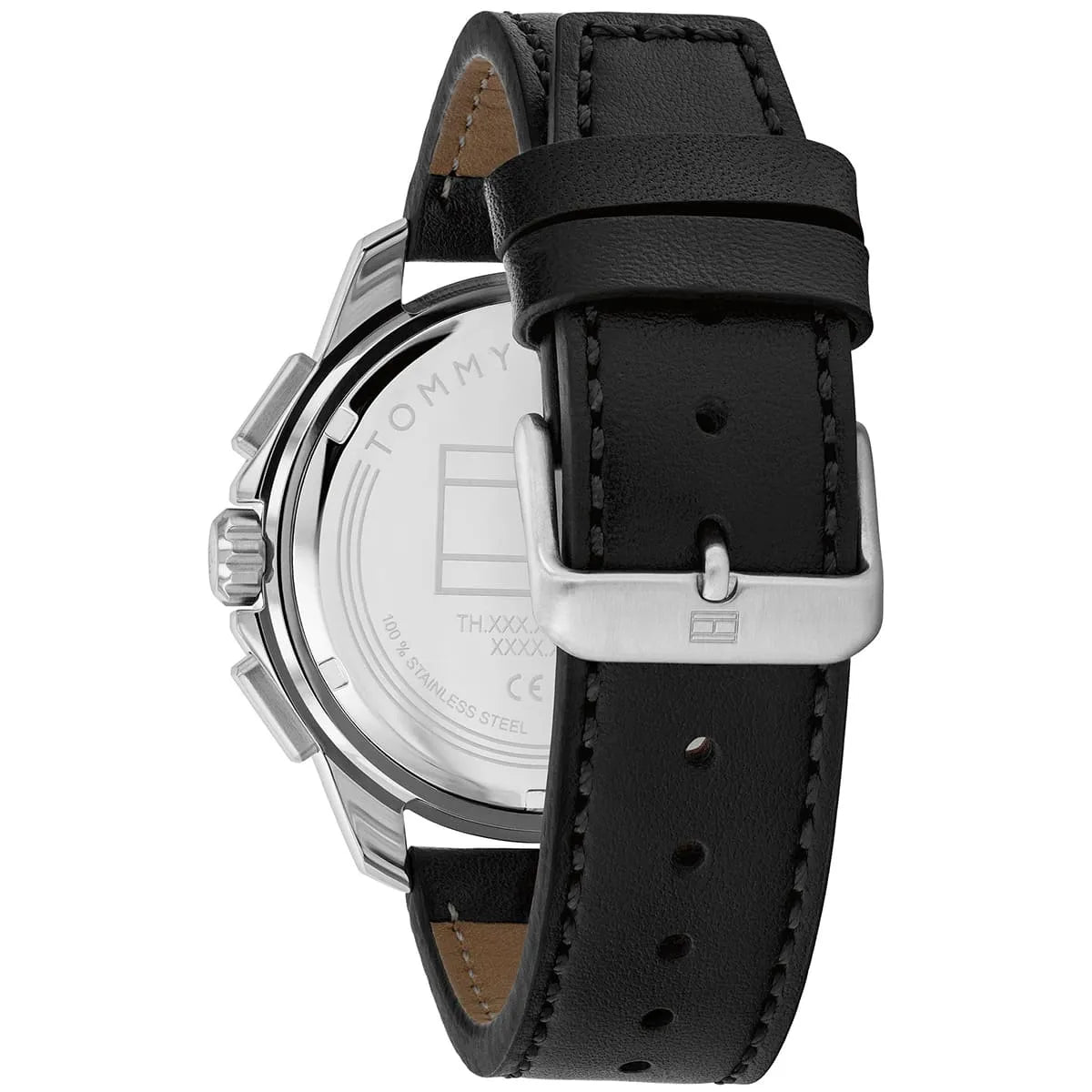 Tommy Hilfiger Black Leather Navy Dial Multi-function Men's Watch - 1710619