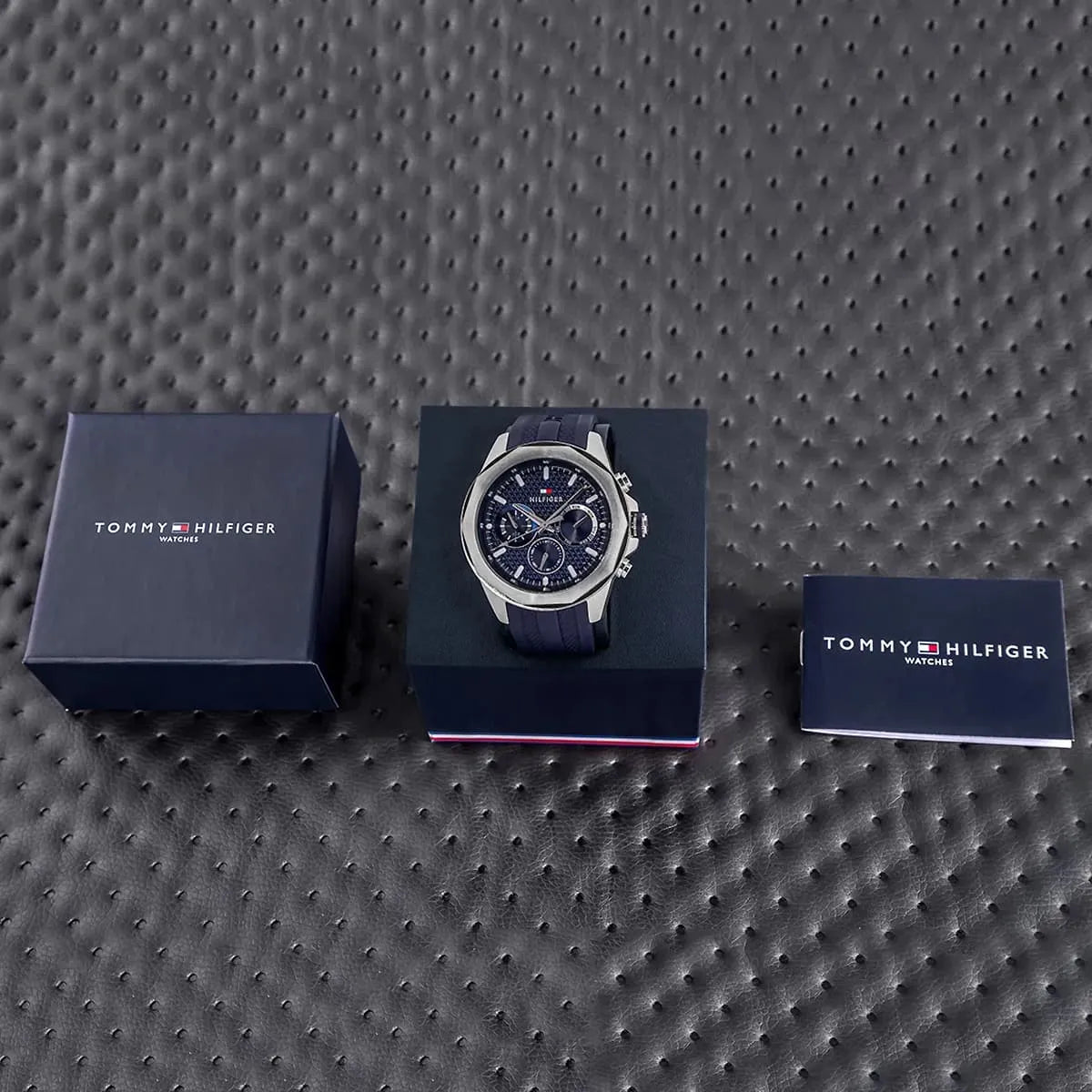 Tommy Hilfiger Lars chronograph watch displayed from rear showing case design