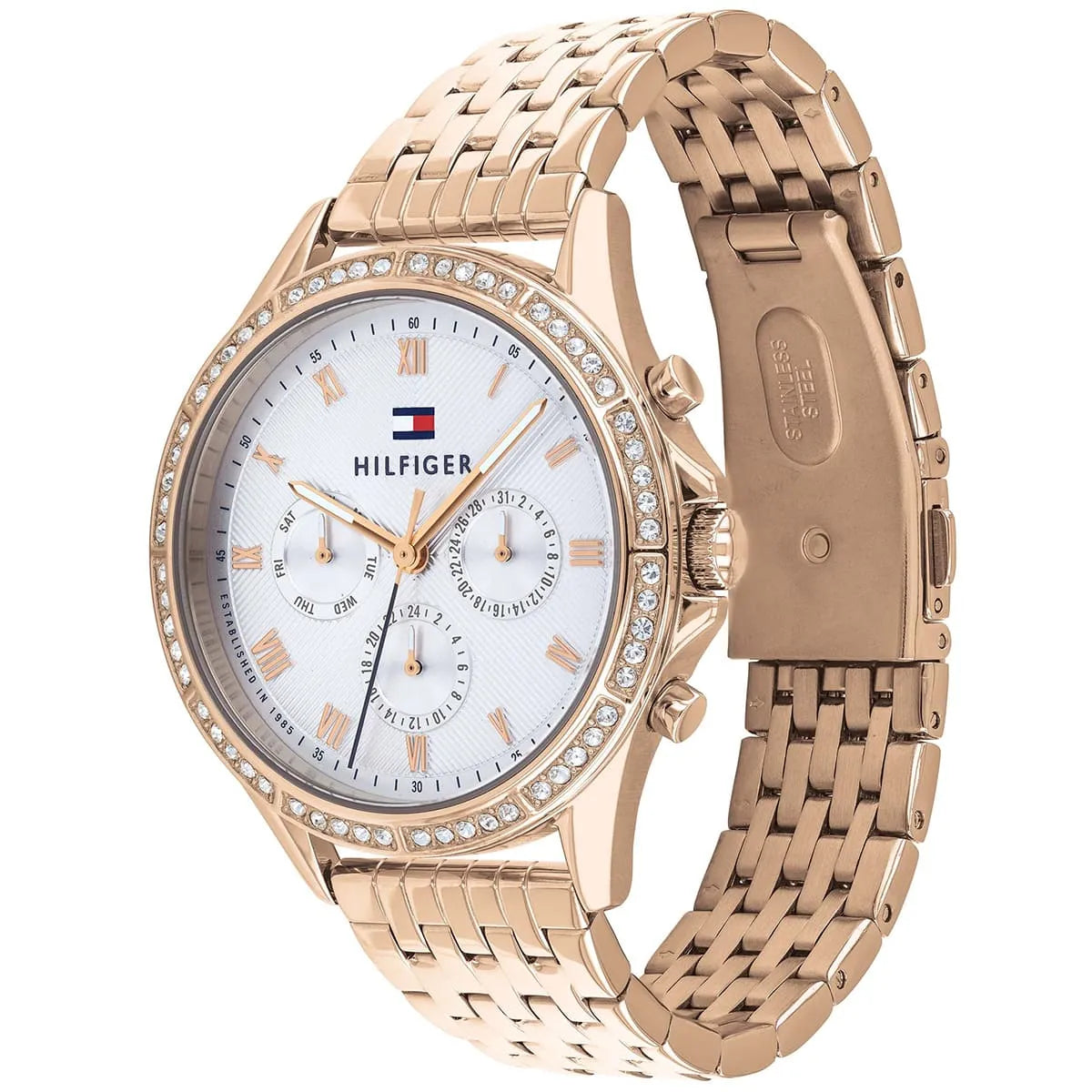 Tommy Hilfiger Ari watch metal bracelet strap with fold-over clasp