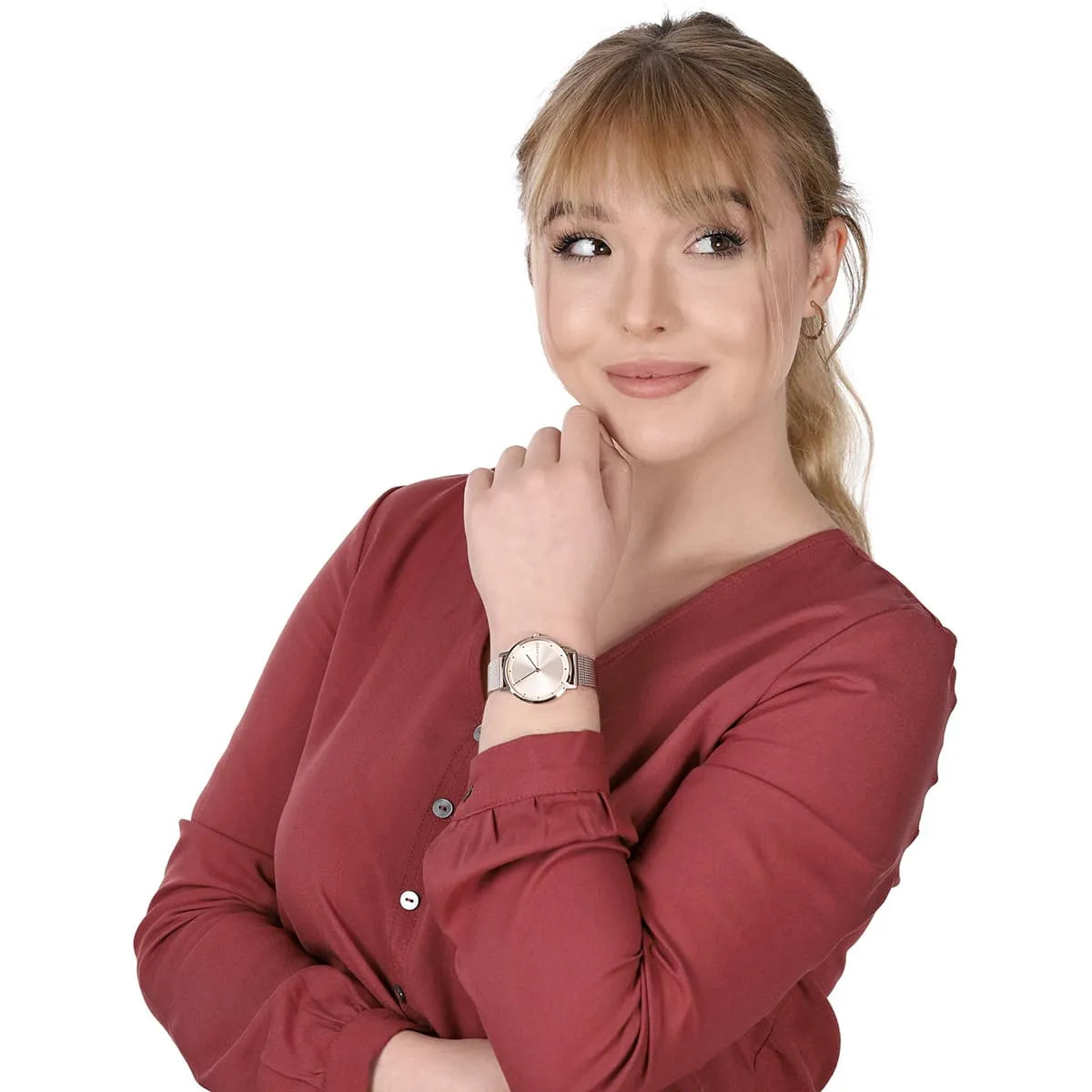 Tommy Hilfiger Mesh Carnation Gold Ladies Slim Watch - 1782150