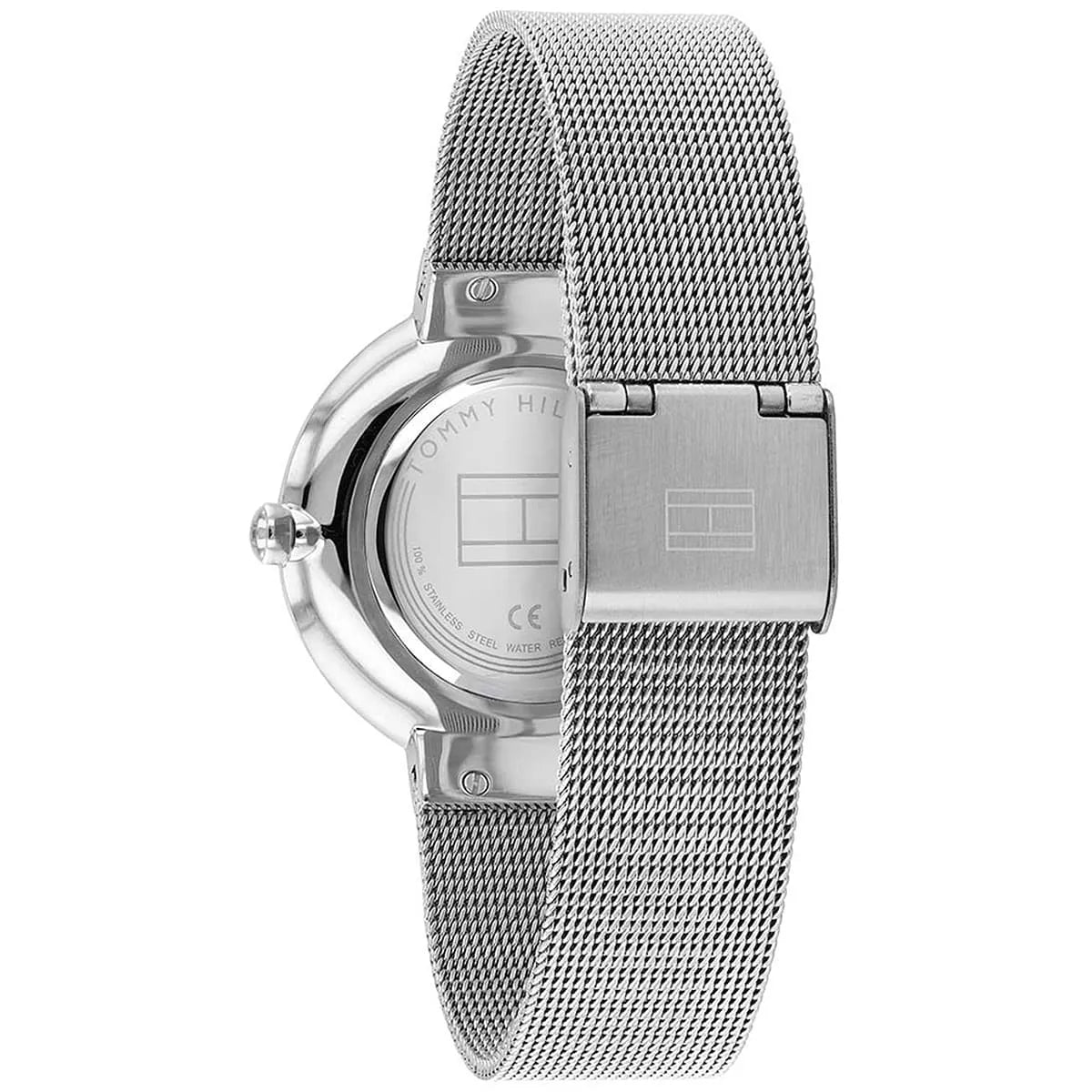 Tommy Hilfiger Liberty watch caseback and side view showing stainless steel case