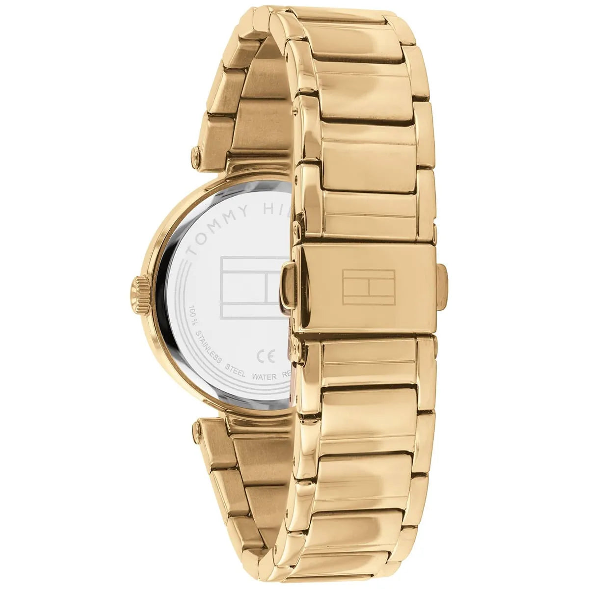 Tommy Hilfiger Lynn gold watch caseback with branding details