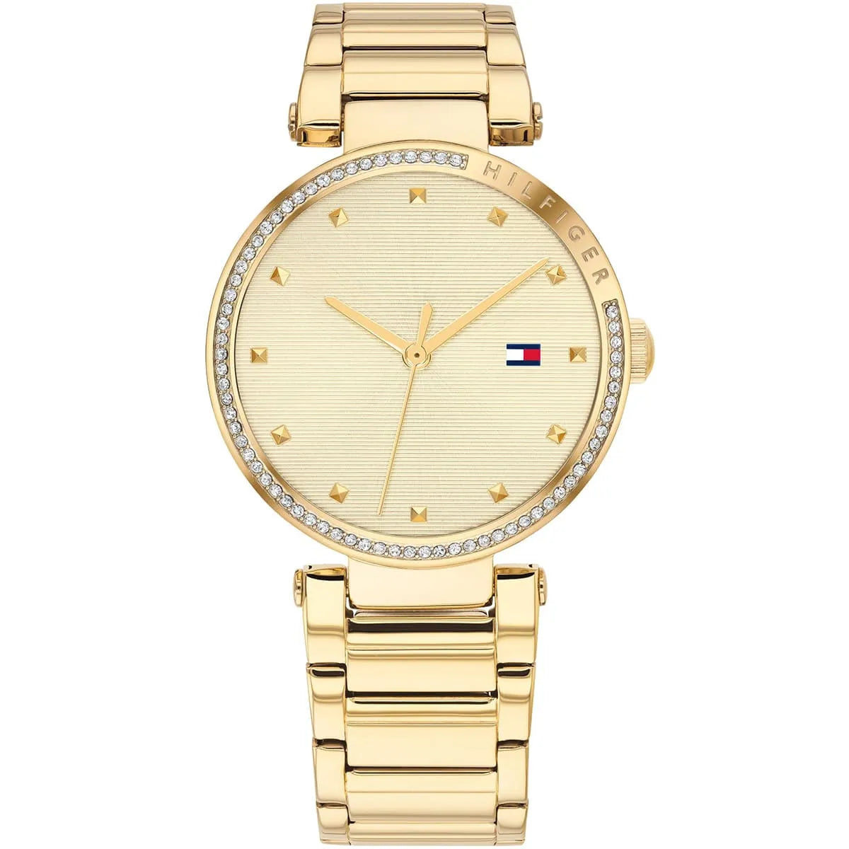 Tommy Hilfiger Lynn gold women's watch with champagne dial and crystal bezel