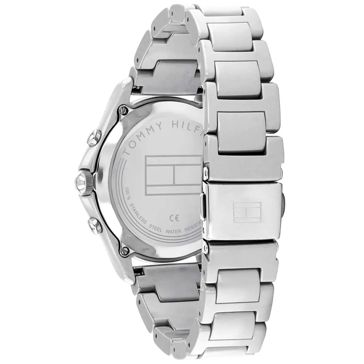 Tommy Hilfiger Skylar watch caseback with brand engraving and specifications visible